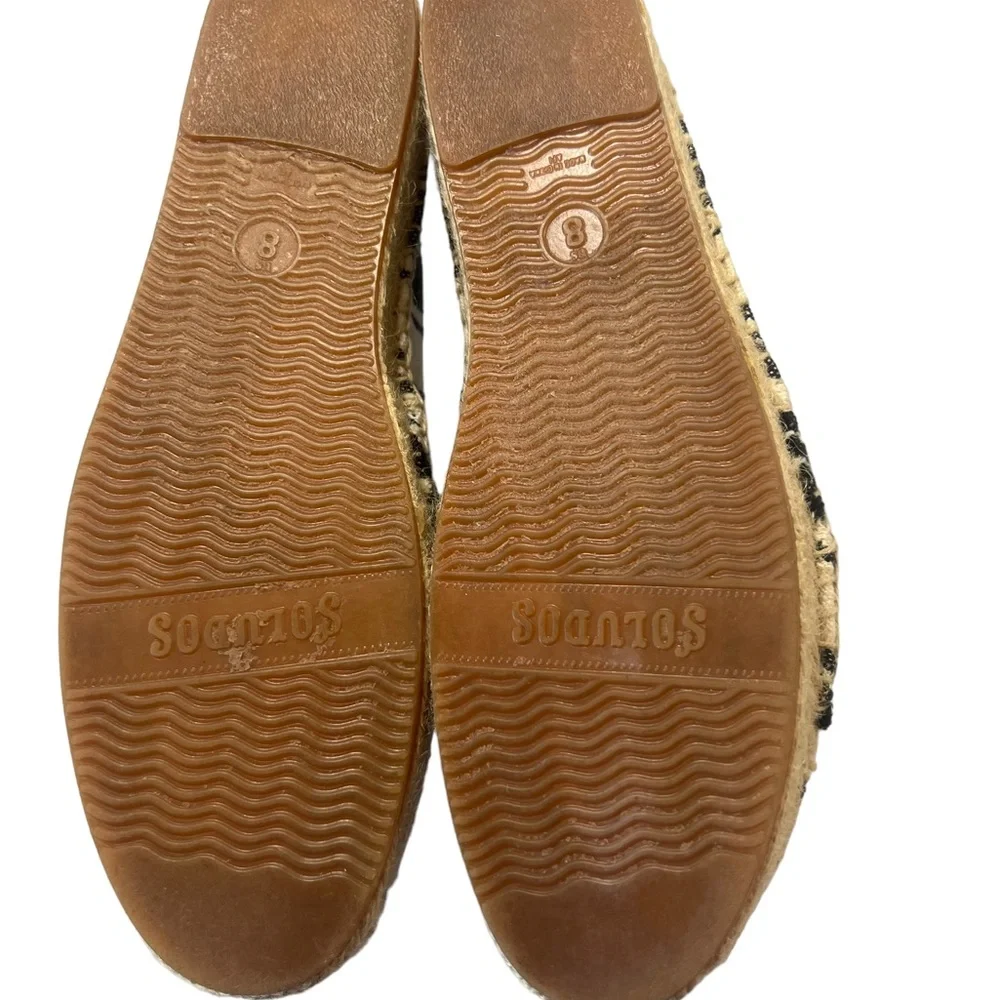 Soludos Knotted Platform Espadrille Slipper Boho Flats Shoes Black & Cream sz 8